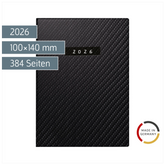Taschenkalender Mod. Technik III 2026 „Carbon“ | A6, Kunstleder